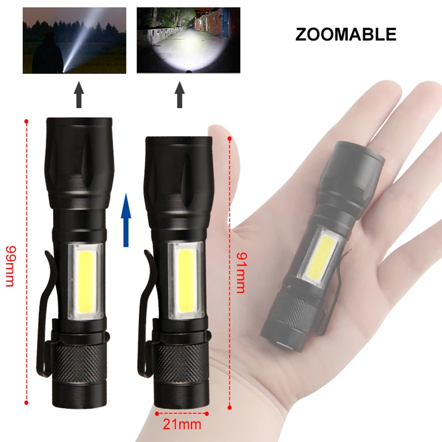 Mini Torch LED Rechargeable Flashlight Portable USB Charging Flashlight High Power Bank Camping Waterproof Long Range Lantern