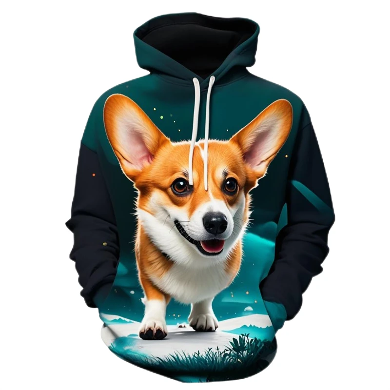 Schattige Corgi Graphics Hoodie Mode Streetwear Grappige Dieren Met Lange Mouwen 3d Bedrukte Sweatshirt Losse Casual Heren Kinder Truien