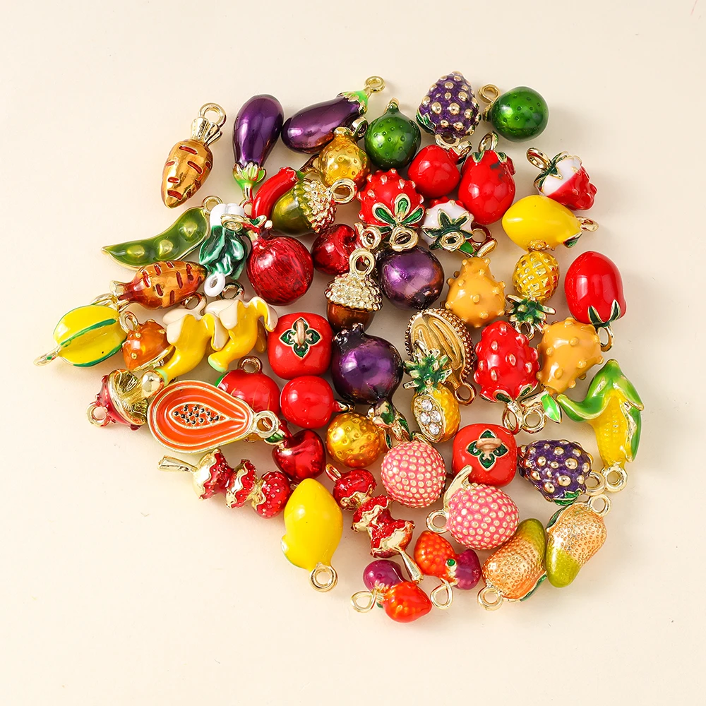5pcs Cute Fruit Charms for DIY Jewelry Making