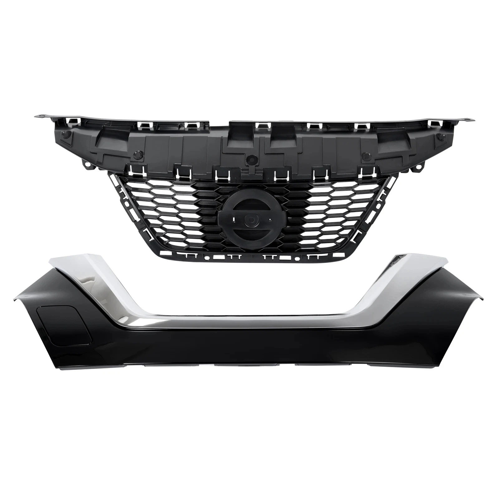 FOR Nissan Versa 2020-2022 Front Upper Grille Lower Chrome Molding Kit OE  62070-5EE0A/62310-5EF1A Car Accessories