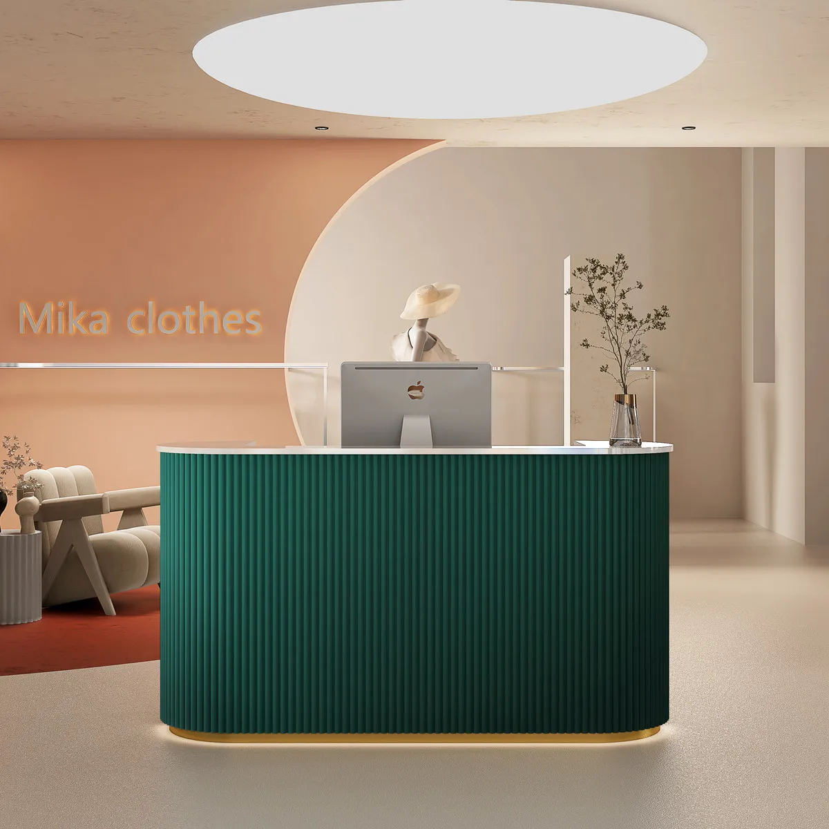 Glass Luxury Reception Desk Lighting Study Conference Console Customizable Spa Front Desk Podium Bureau Meuble Bar Furniture