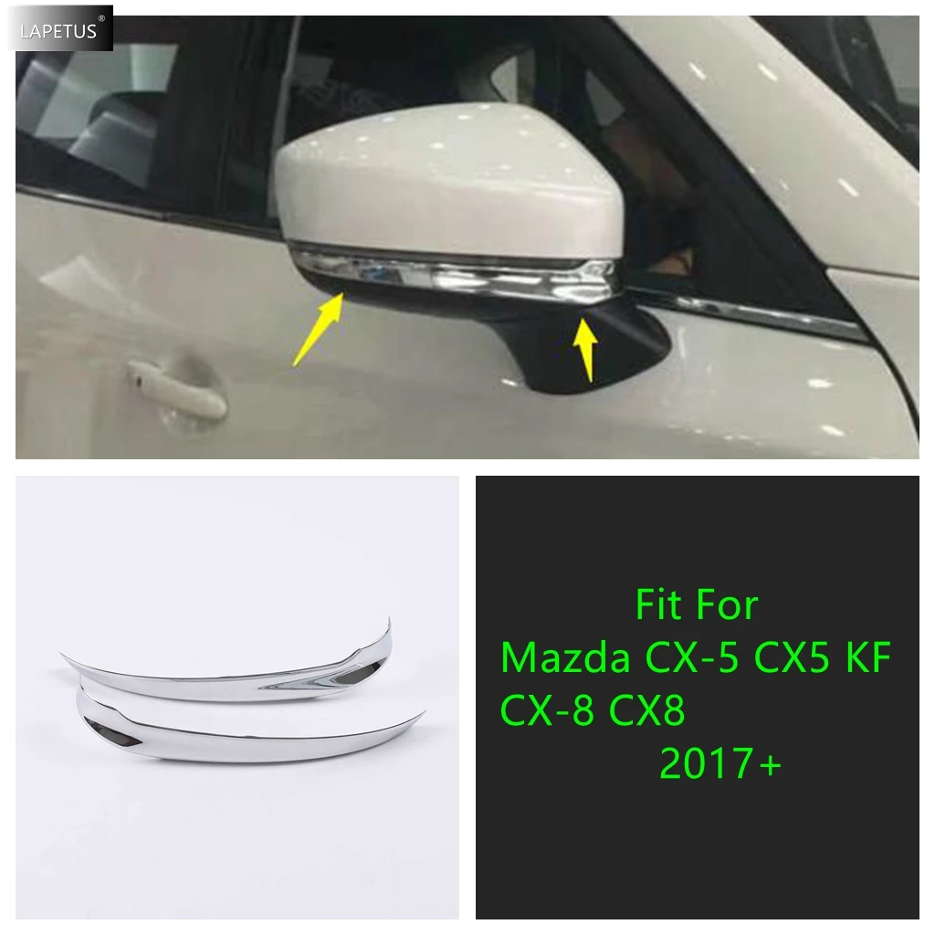 

Auto Rearview Mirror Strip Rubbing Protection Moulding Cover Trim For Mazda CX-5 CX5 KF CX-8 CX8 2017 - 2024 Chrome Accessories