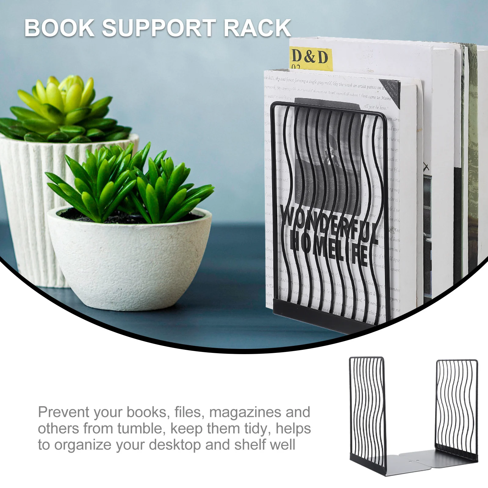 

2 Pcs Booklet Suit Shelves Stand Display Boxed Stands for Holder Iron Metal Bookend Office Bookends