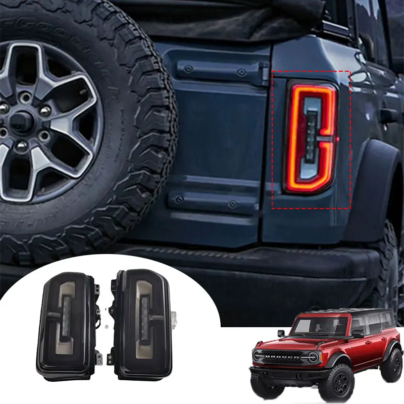 

Новые аксессуары для автомобильных фонарей, подходящие для Ford Bronco 2021 2022 2023, светодиодный задний фонарь, автомобильный задний фонарь в сборе, светодиодная высокая конфигурация