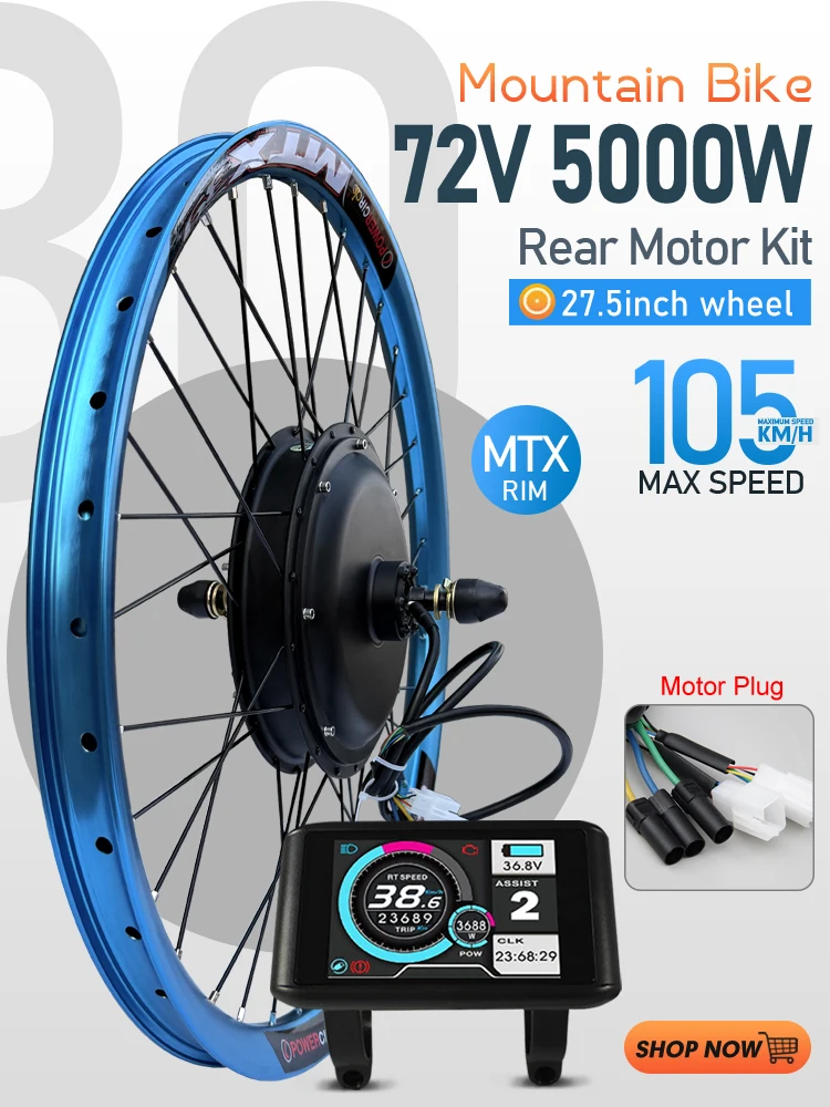 AliExpress LITTLE TT MTX Ebike Conversion Kit 72V 5000W Brushless Rear Rotate Hub Motor Wheel Dropout 150mm for Electric Bike Conversion Kit 27.5inch