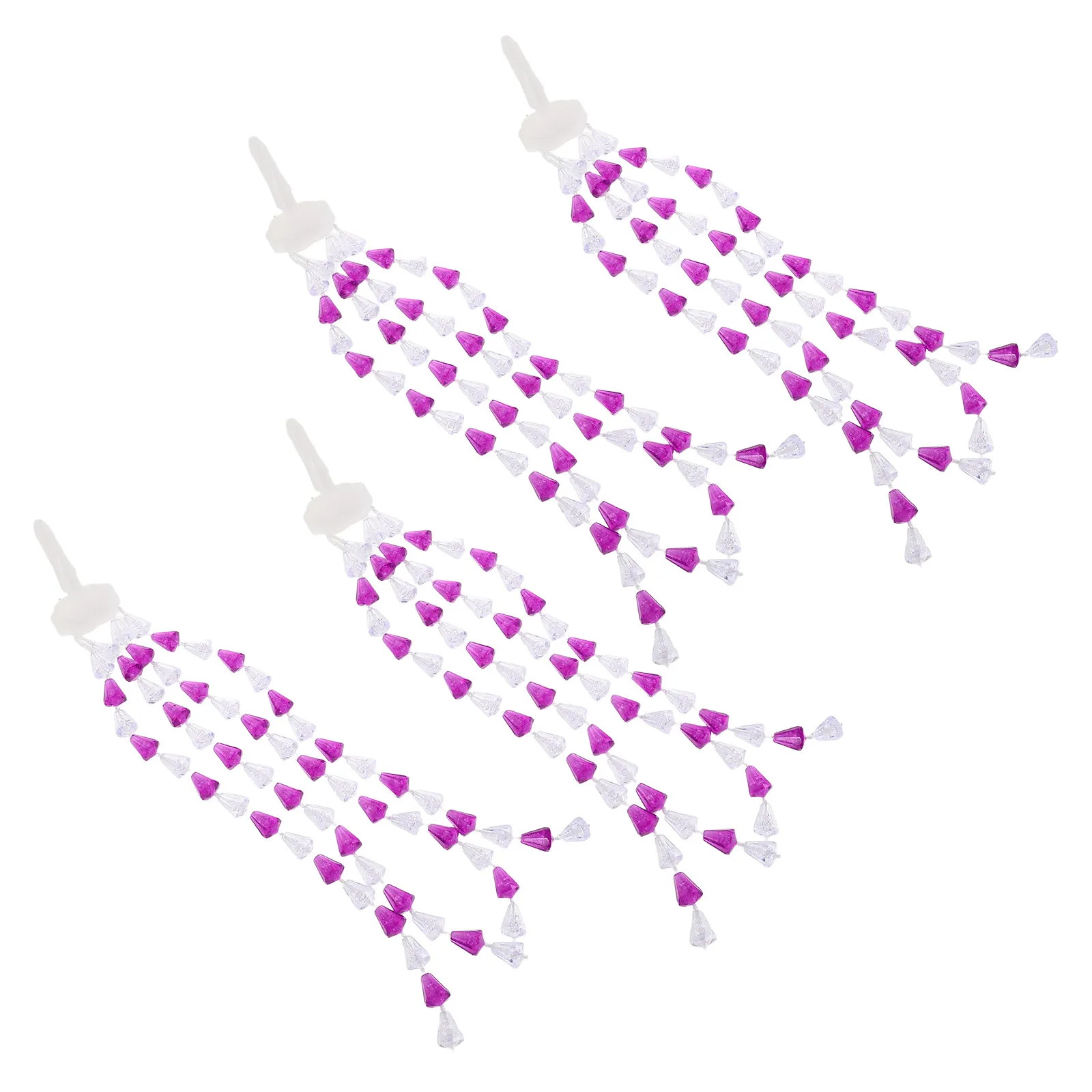 

2 Pairs Bike Handlebar Beaded Streamers White Purple Rhinestone Tassels Bicycle Scooter Tricycle Cycling Streamer