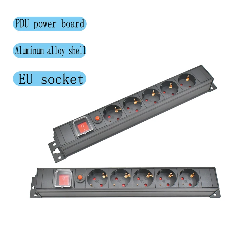 

PDU power board aluminum alloy shell EU socket 1-10AC, with double break switch overload protection, wireless