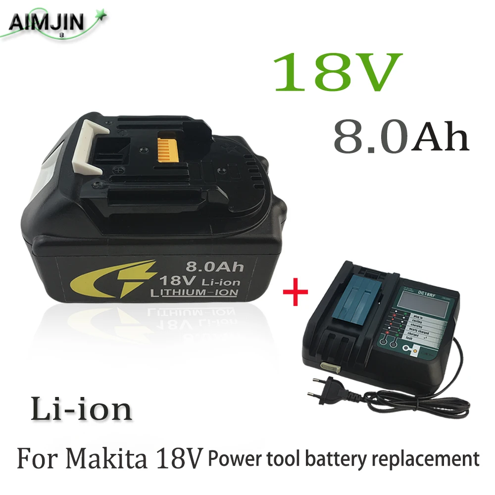 

18V 8.0Ah LED Light Display Li-ion Battery , With Charger For Makita 18V BL1860 BL1830 BL1850 BL1860B Drill Replacement Battery