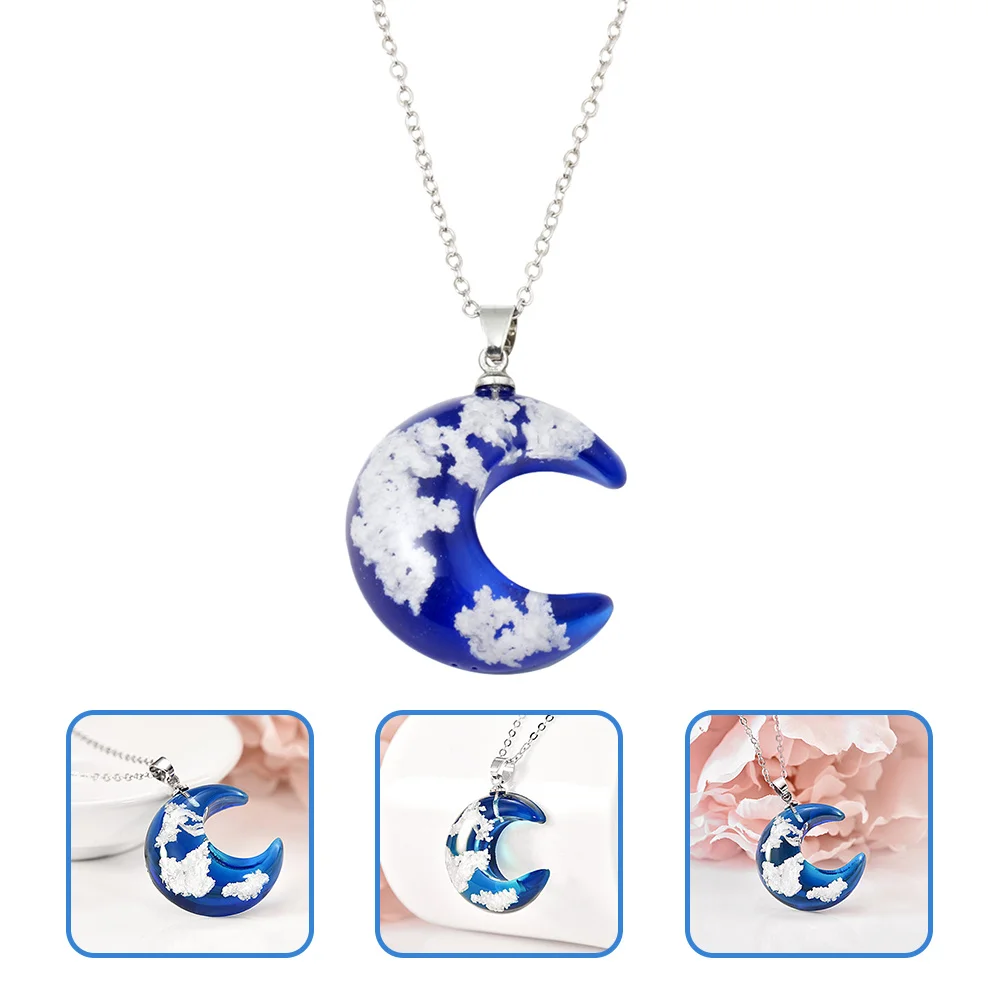

Dainty Moon Necklace Women Pendant Resin Copper Jewelry Safe Skin Lightweight Aesthetic Daily Wear Party Accessory
