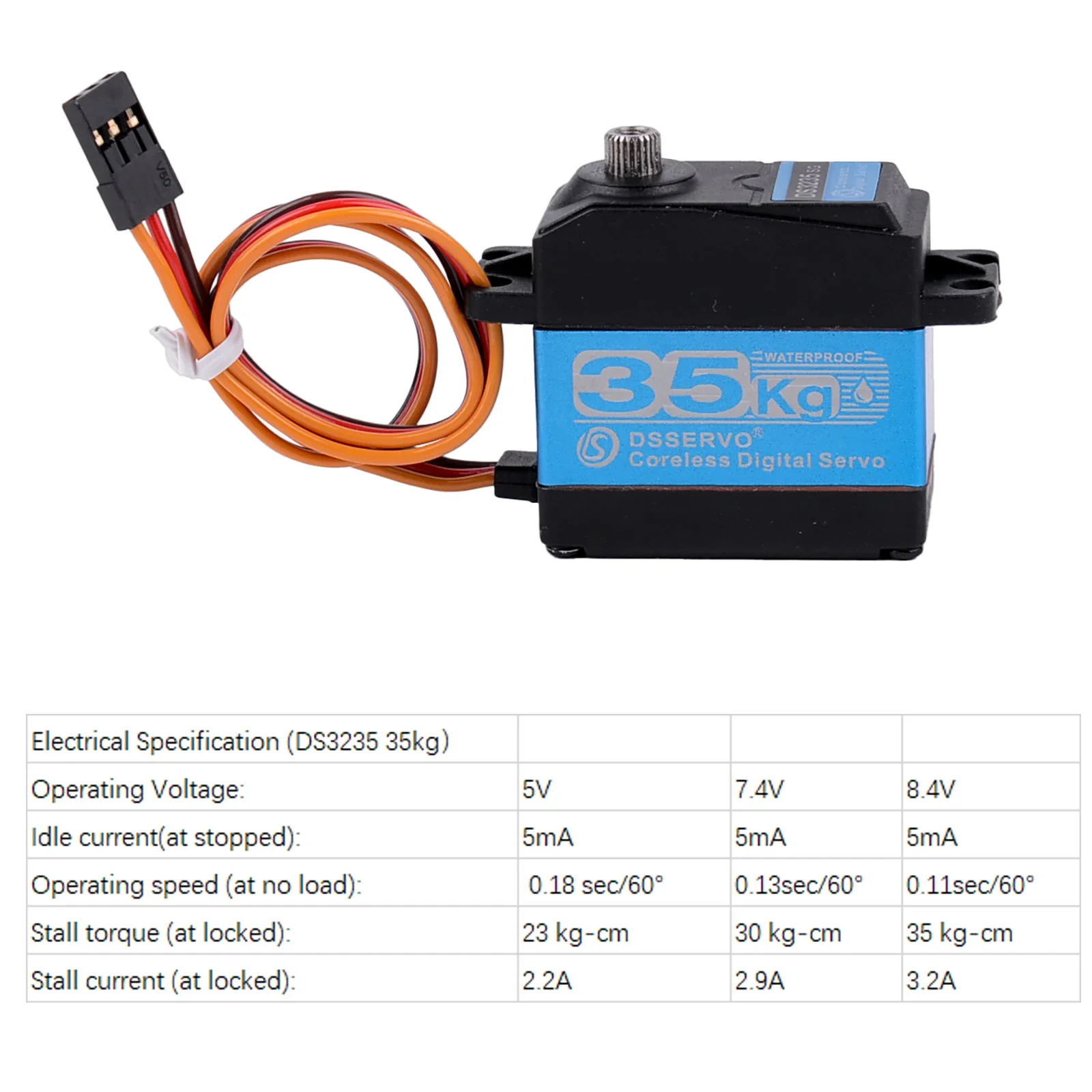 DS3235 35 كجم مؤازرة Coreless عالية السرعة 180/270 درجة مقاومة للماء رقمية من الفولاذ المقاوم للصدأ والعتاد المؤازر لسيارة RC الروبوتية