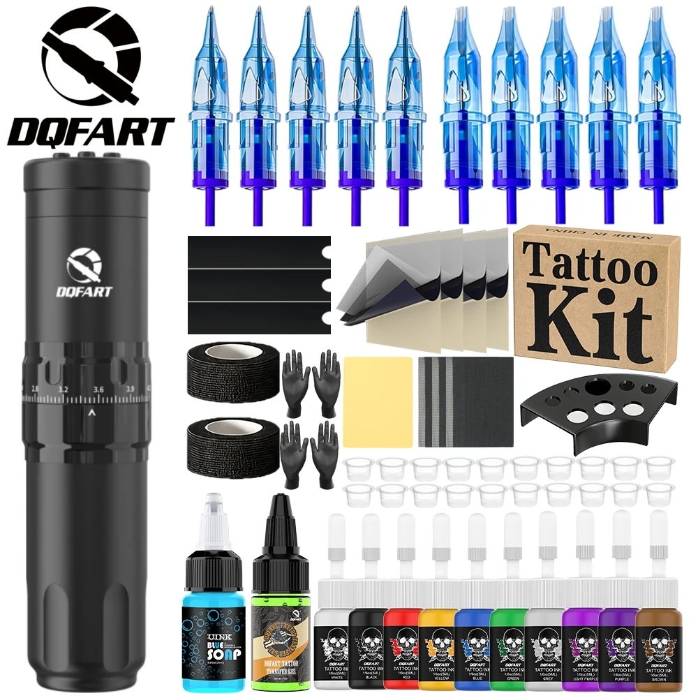 DQFART 1500mAh T1Pro Electric Wireless Tattoo Machine Pen Set Body Art Creative Designs Tattoo Artists Beginner Accessories Safe