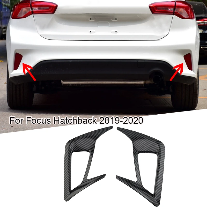 New2Pcs Carbon Fiber Rear Fog Light Lamp Frame Cover Trim for Ford Focus Hatchback MK4 2019-2020