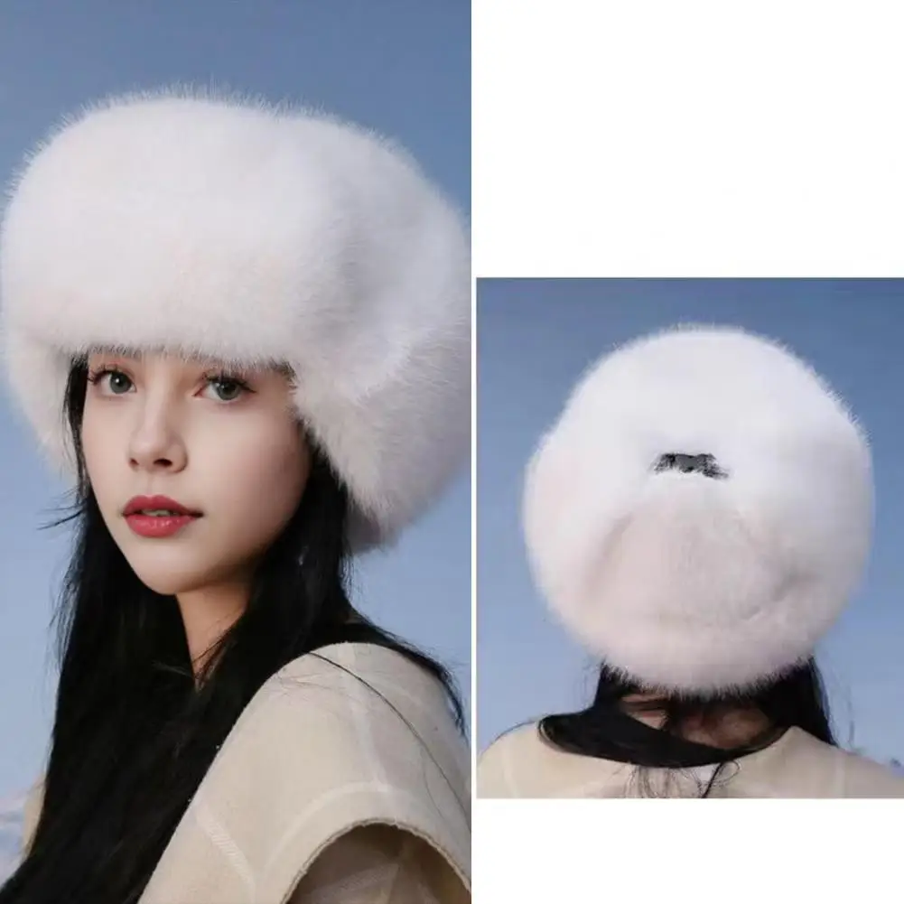 

Weather Hat Winter Lei Feng Hat with Fuzzy Faux Fur Windproof Thickened for Outdoor Activities Photo Props for Women Acrylic Lei