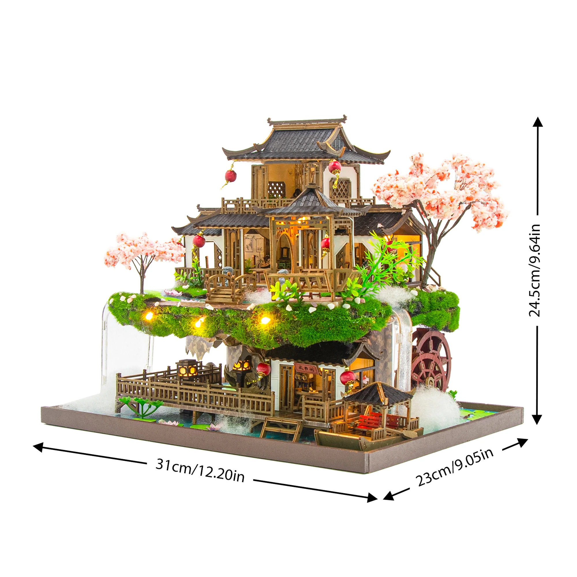 Casa del paese delle fiabe fai-da-te Casa Kit modello in miniatura in legno Puzzle 3D Case delle bambole giapponesi con mobili Casa delle bambole per regali di amici