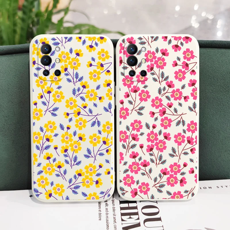 화려한 꽃 전화 케이스, 원플러스 9R 9RT 9 8T 8 7 7T 프로 5G 액체 실리콘 커버