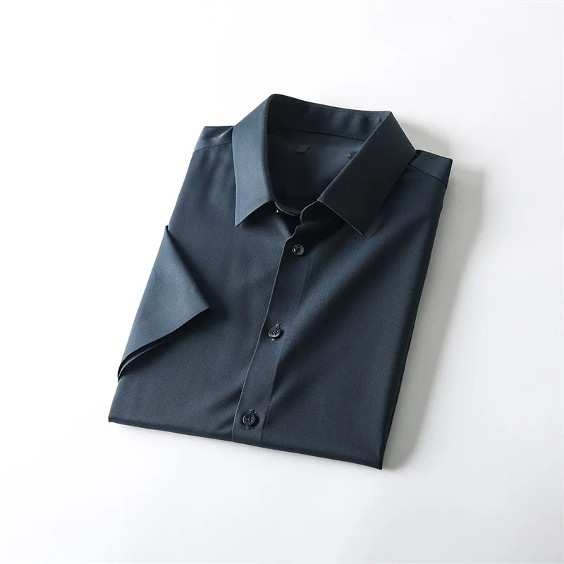 

Technology Anti-Wrinkle No Ironing Summer Men's Fashion Letter Embroidery Short Sleeve Shirt Breathable Urban Style