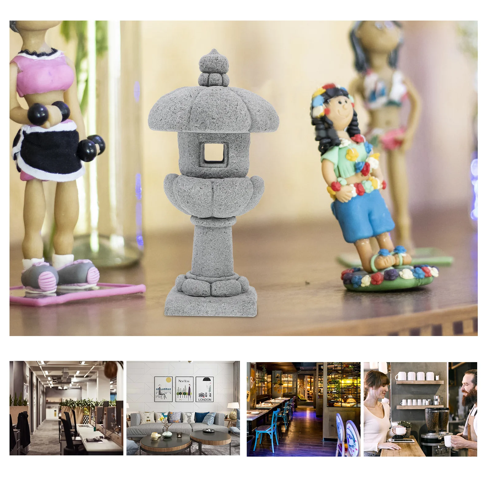 

Beautiful Garden Ornaments Durable Safe Pagoda Shape Landscaping Decors Bonsai Desktop Adornment Lightweight Portable Decorative