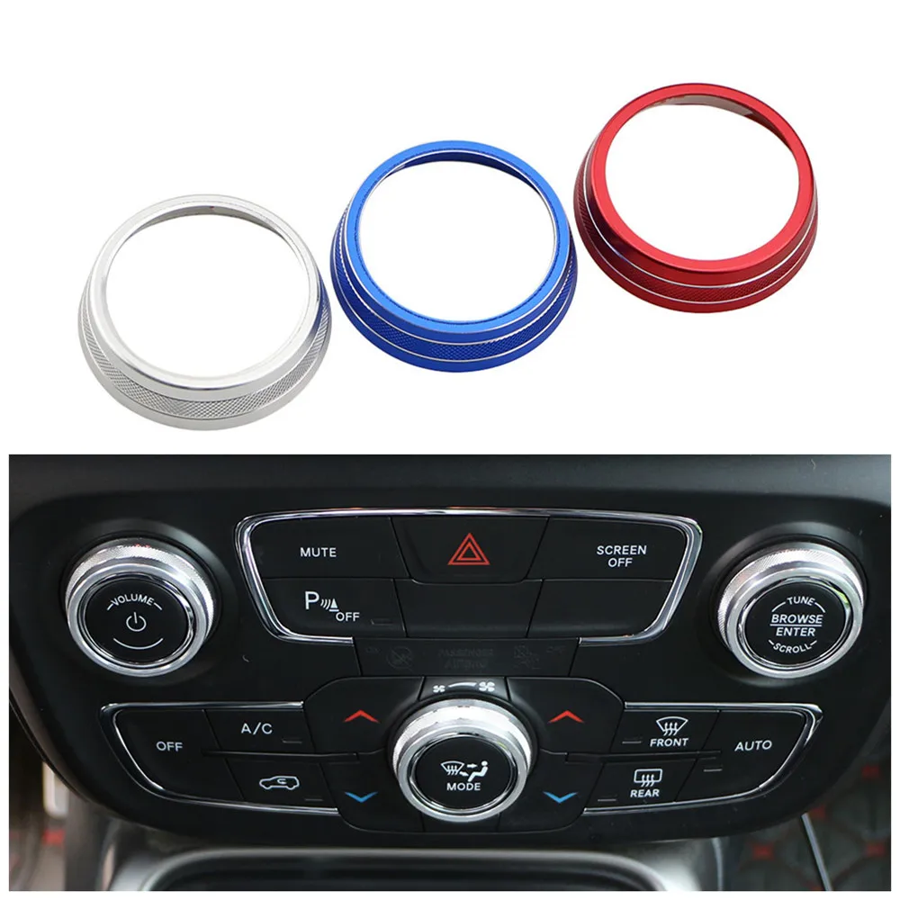 Car Air Conditioner Knob Switch Button Trim Cover Ring for Jeep Compass 2017 2018 2019 2020 for Automatic AC Accessories