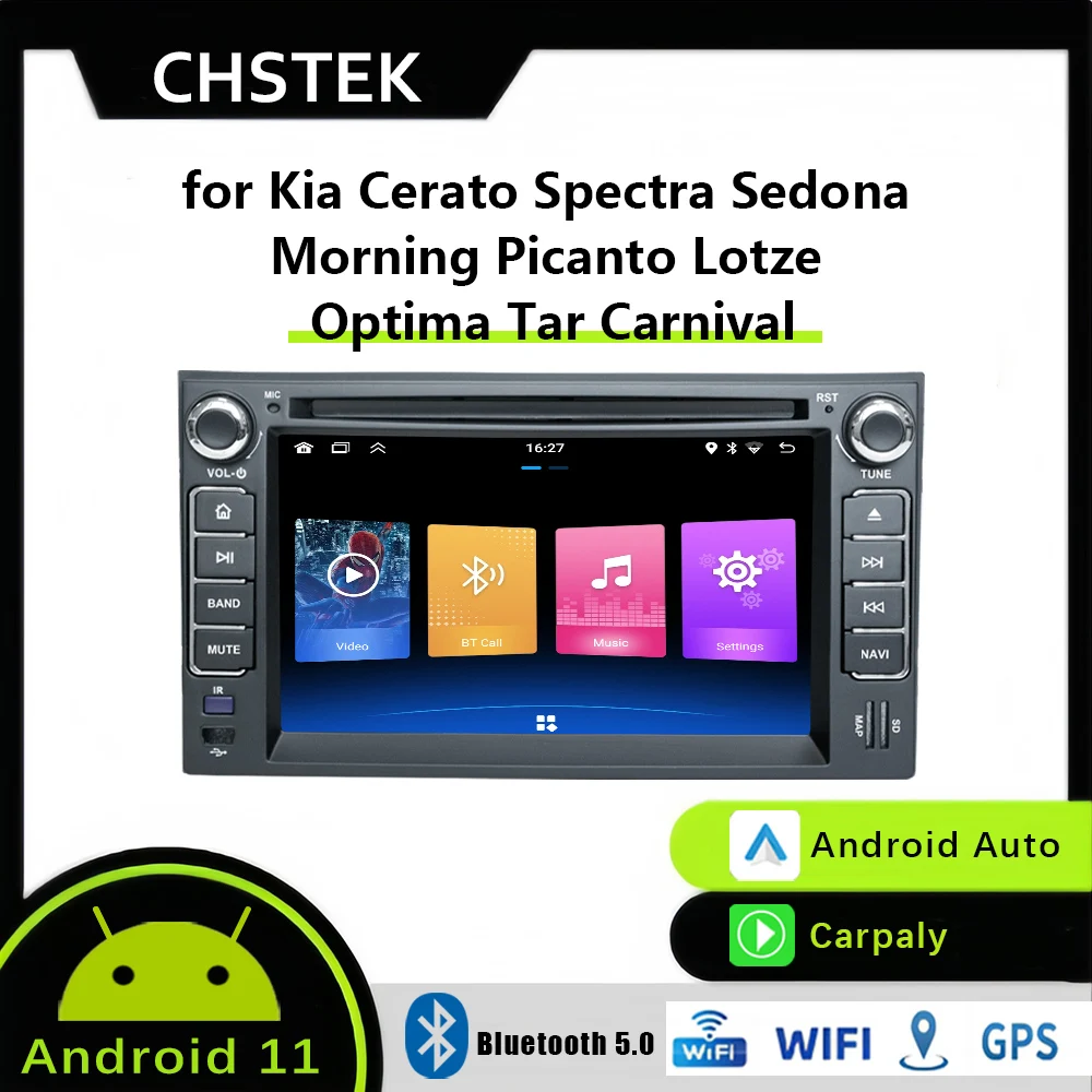 

CHSTEK Car Raido Navigation Player Carplay Android 11 for Kia Cerato Spectra Sedona Morning Picanto Lotze OPTIMA TAR CARNIVAL