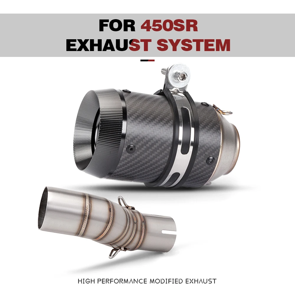 High Performance Motorcycle Full System Exhaust，Mid Pipe and Tail Muffler Complete Set For CFMOTO 450SR Modified Parts