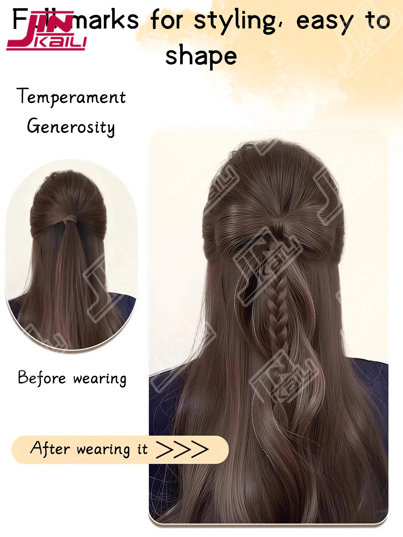JKL Synthetic Bow Bun Chignon With Curly Tassel Heat Resistant Natural Fake Hair Accessories Fluffy Bow Hair Clip Wig Styling