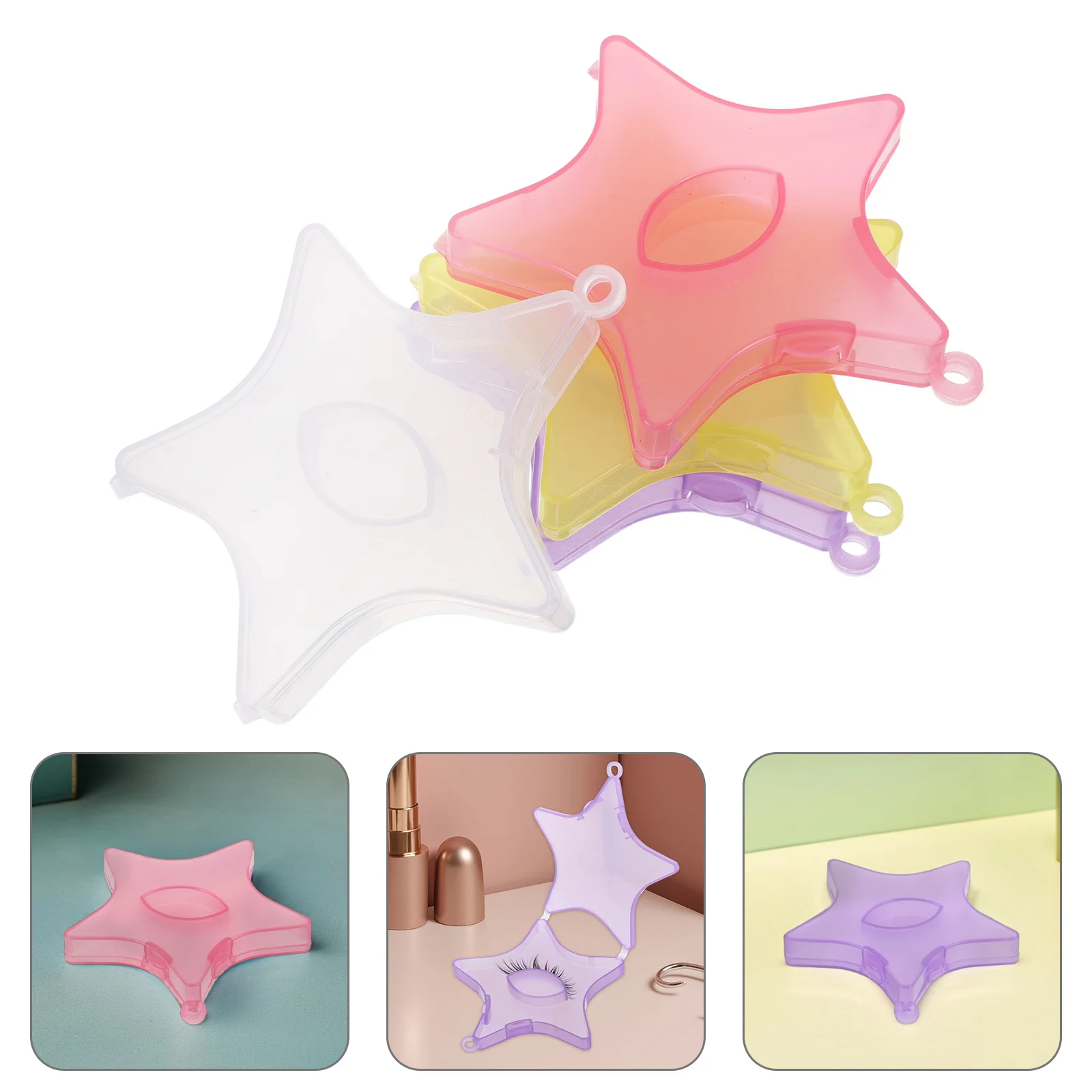 

12Pcs Colorful False Eyelash Storage Boxes Star Shape Empty Lash Holder Cases Plastic Portable Eyelash Organizer Travel Makeup