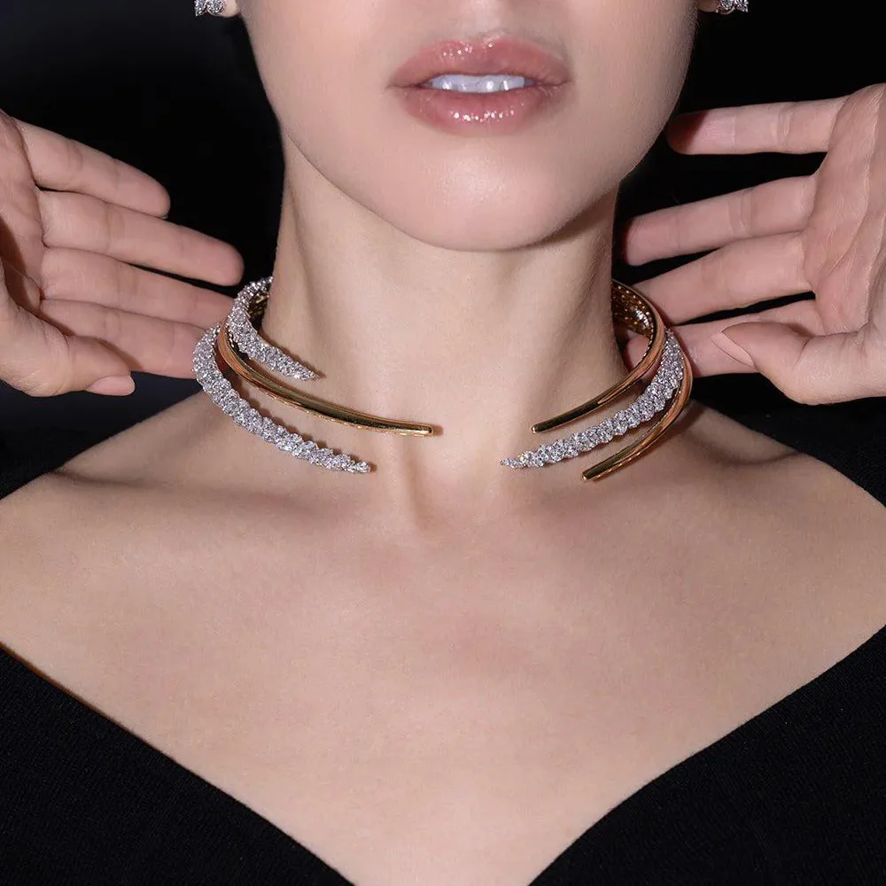 Fashion Multi-Layer Meteor Diamond-Encrusted Necklace Bracelet Luxury Rhinestone Design Elegant High-end Clavicle Chain Jewelry