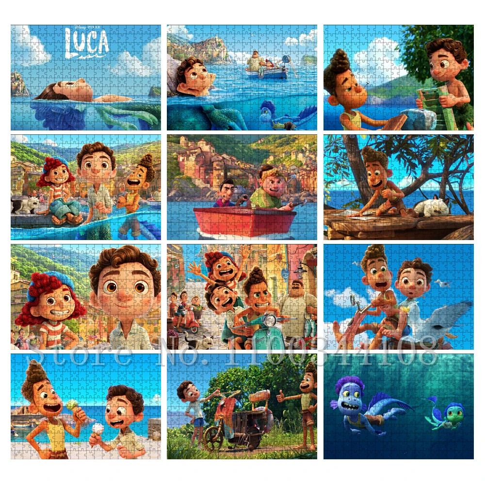 

Пазлы с фильмами Disney Luca, 300/500/1000 шт., деревянные пазлы с героями мультфильмов аниме, детские развивающие игрушки Монтессори, подарки для детей