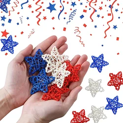 15Pcs 4th of July Star Rattan Balls Decoration Red Blue White Stars Wicker Ball for 2024 USA Independence Day Party Supplies