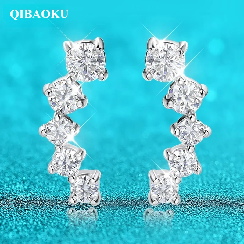 QIBAOKU 1.16cttw Gradient Gem Moissanite Stud Earrings for Women Sparkling Party Jewelry Earrings 925 Sterling Silver 100% 2026
