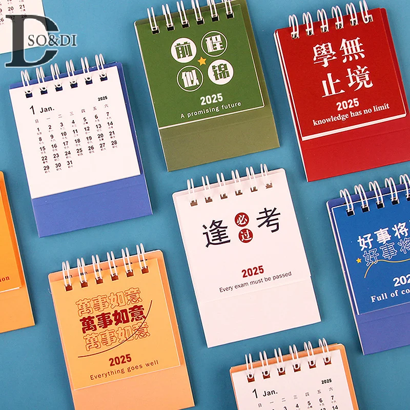 Kalender meja Mini 2025 dekorasi kantor portabel Desktop kecil perencana bulanan kalender harian Memo kalender rencana belajar