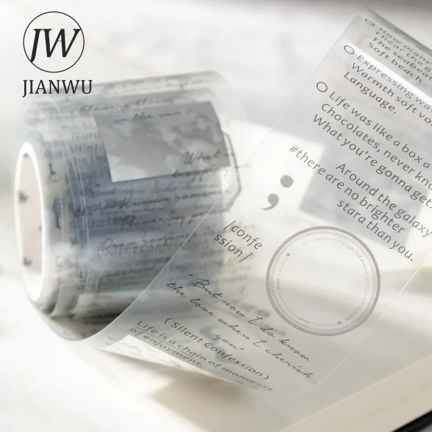 JIANWU 40mm*200cm Shadow and Poetry Series Vintage English Text Material Collage PET Tape Creative DIY Journal Stationery