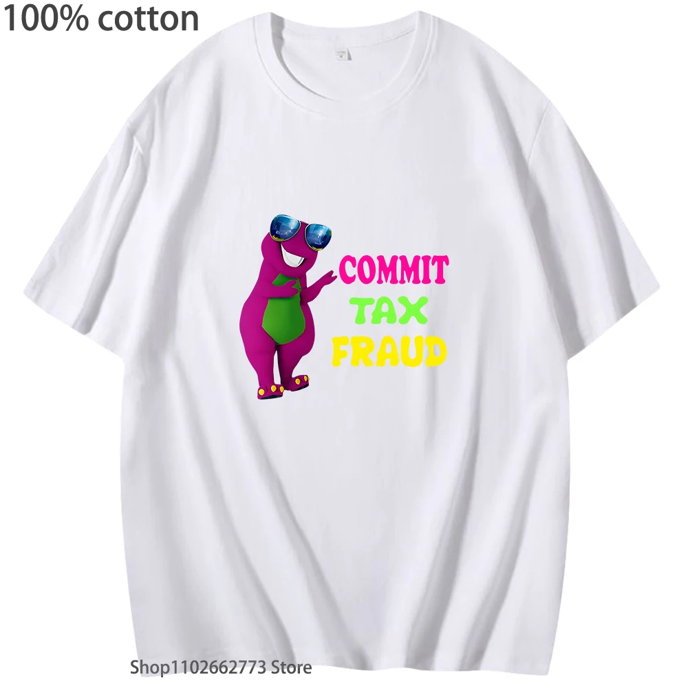 Cartoon Commit Tax Fraud T-Shirts for Teen Girl Tshirt Streetwear Men Women Tees 100% Cotton Tops Y2k Clothes Summer Soft Casual