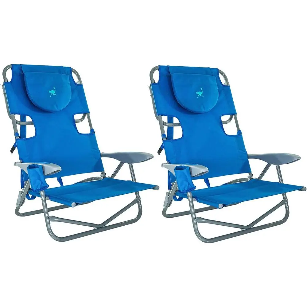 

2-Piece Outdoor Reclining Beach Chairs with 5 Adjustable Positions
