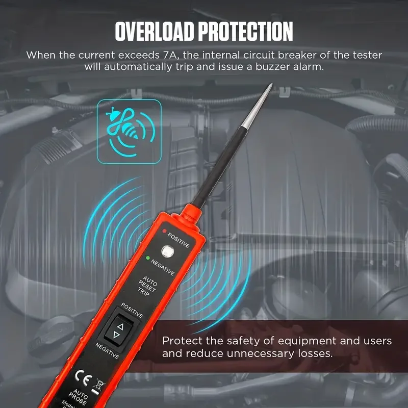 Power Circuit Probe Tester 6-24V DC Test Light Short Circuit Automotive Component Electrical Polarity Identify Continuity Tester