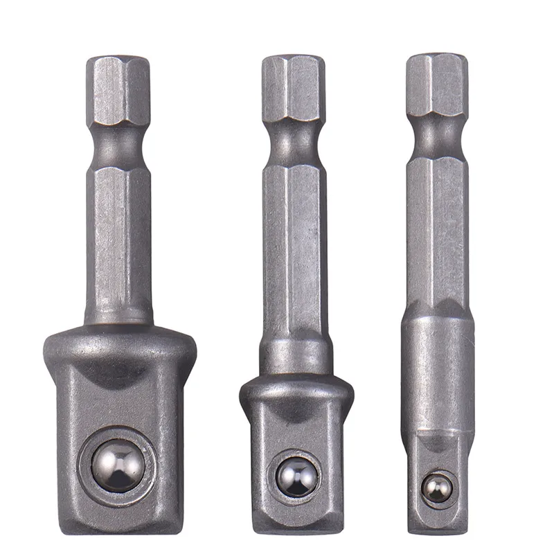 Nuovo 3 pz/set In Acciaio Al Cromo Vanadio Socket Adattatore Esagonale Gambo per 1/4 "3/8" 1/2 "di Estensione Punte da Trapano bar Hex Bit Set Utensili Elettrici