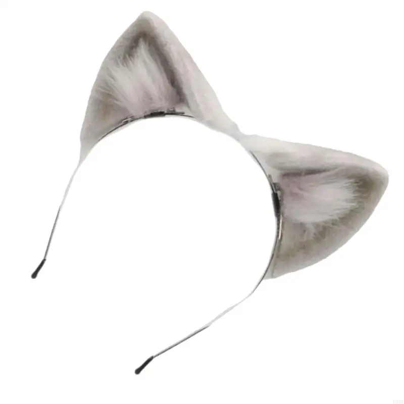 49mf 여우 귀에 머리 밴드 꼬리 퍼지 고양이 귀 귀 머리띠 테일 할로윈 코스프레 파티 고양이 의상 의상 액세서리 아이 성인