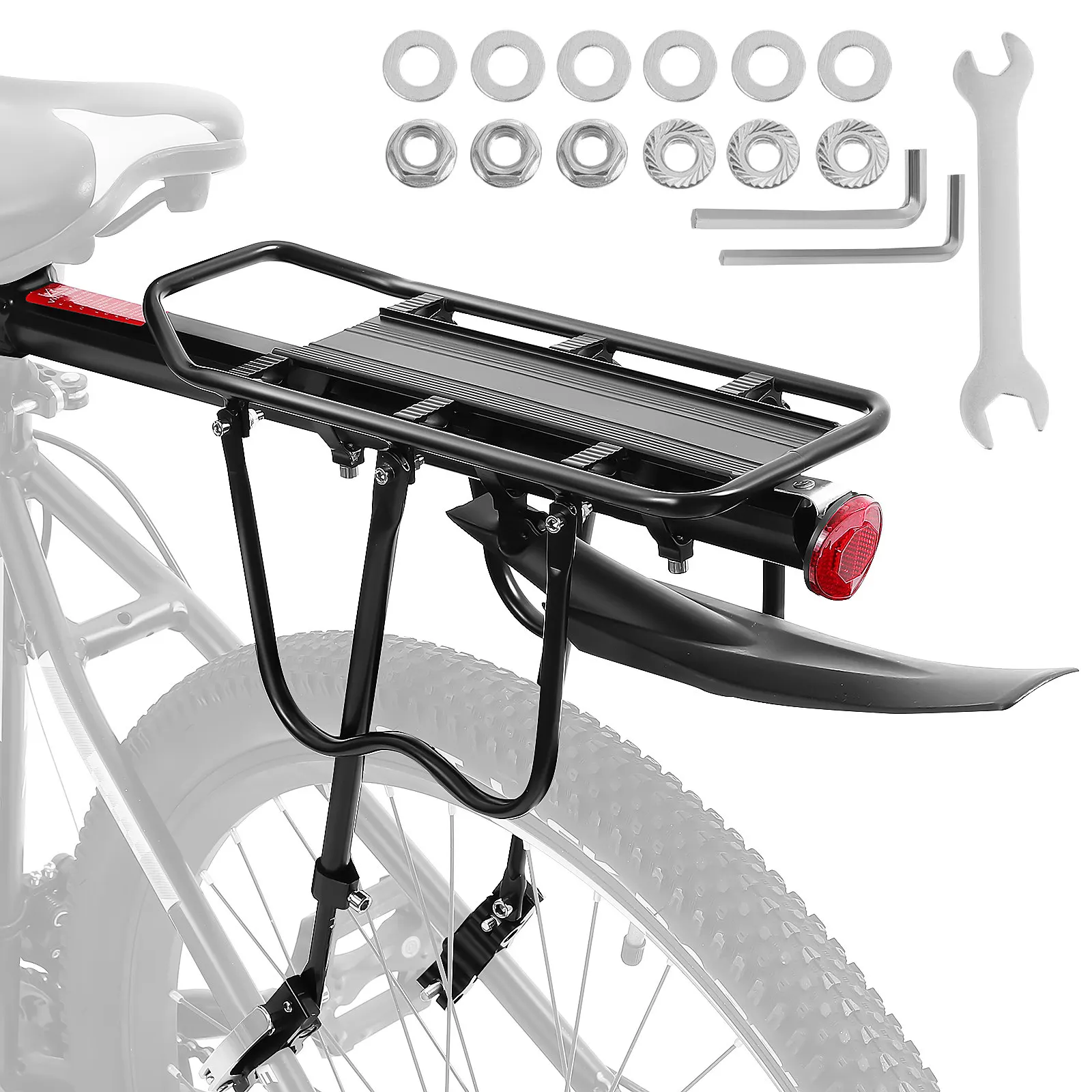 

1 Set Bike Cargo Rack Rear Bike Rack Quick Release Bike Carrier Rack Bike Luggage Carrier Bike Accessory with Mug Guard