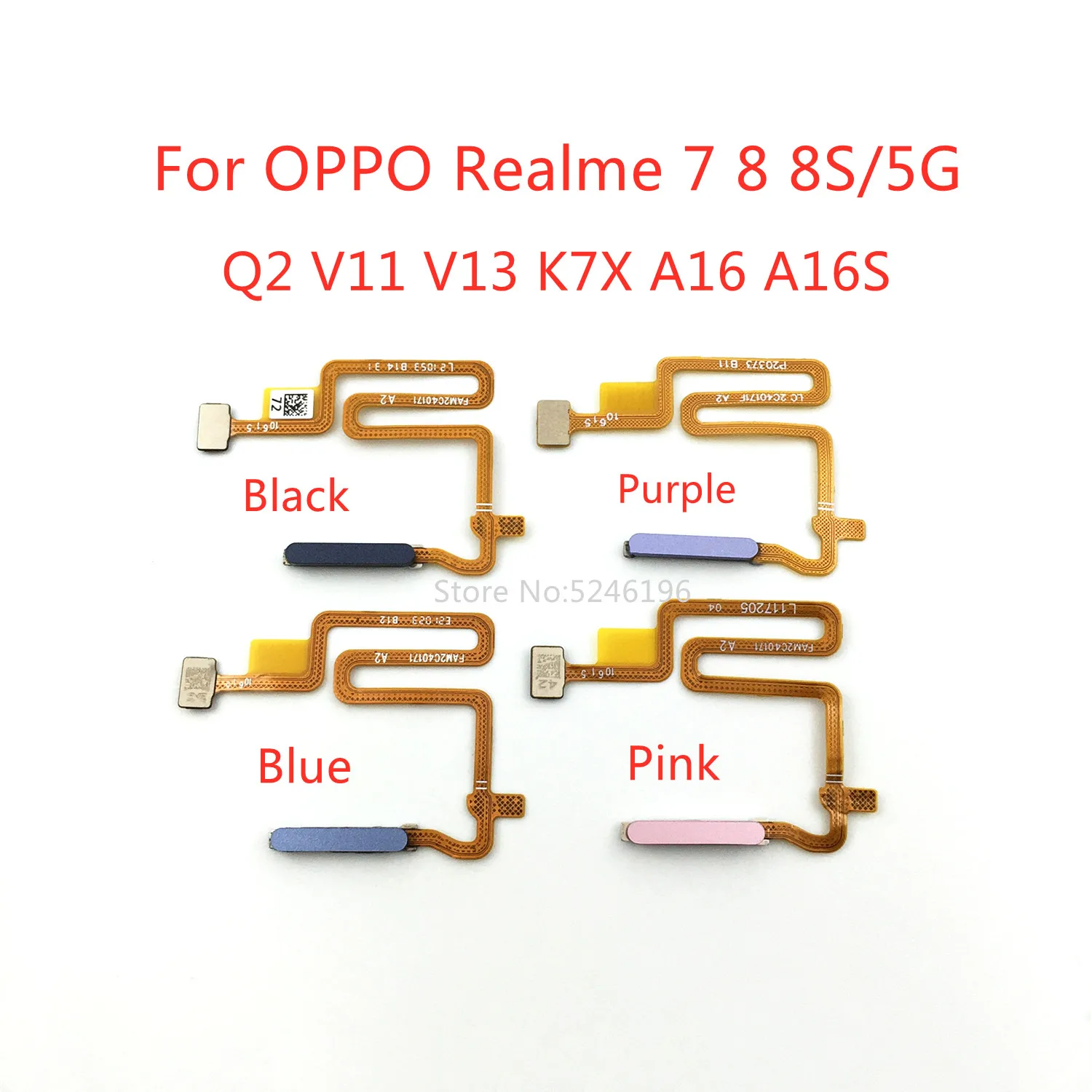 1pcs Fingerprint Sensor Flex Cable For OPPO Realme 7 5G For OPPO Realme 8 8S 5G Q2 V11 V13 A16 A16S K7X Touch ID Replace Part.