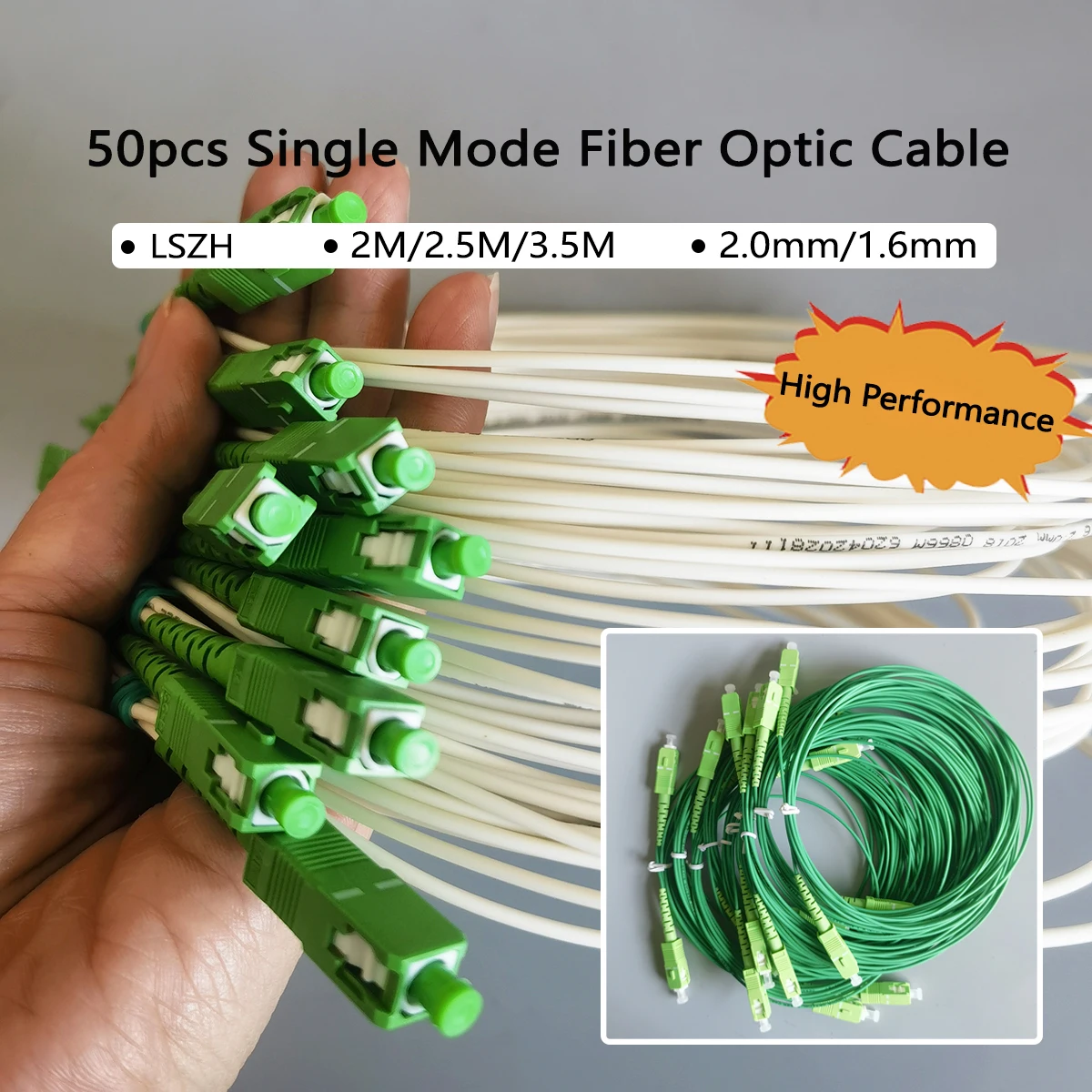

50 шт. оптоволоконный кабель SC/APC-SC/APC 2 м/3,5 м 2,0 мм/1,6 мм LSZH одномодовый удлинитель FTTH с низкими потерями для помещений
