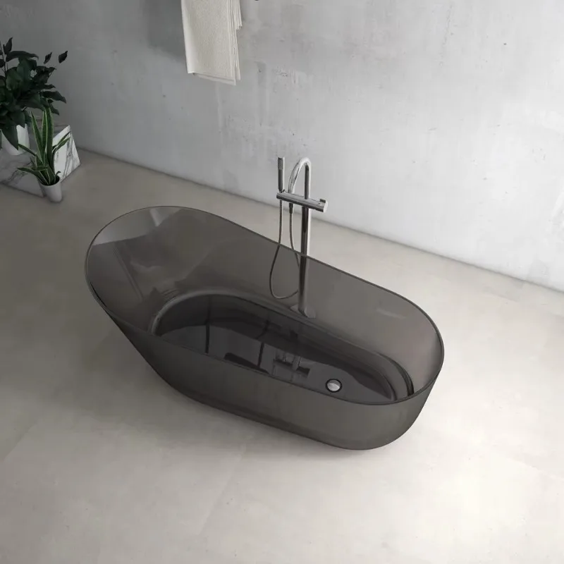 Luxury Grey Transparent Bathtub Freestanding Acrylic Hotel Homestay Internet Red Personalized Colored Resin Crystal Bathtub