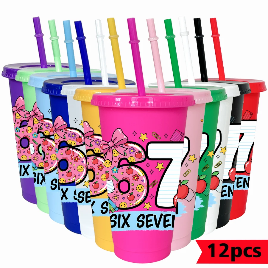 

12 шт./лот, 67 серии, лук, улыбка, 26 унций, красочный пластиковый стакан, посуда для напитков на день рождения, чашка для воды для выпускного вечера