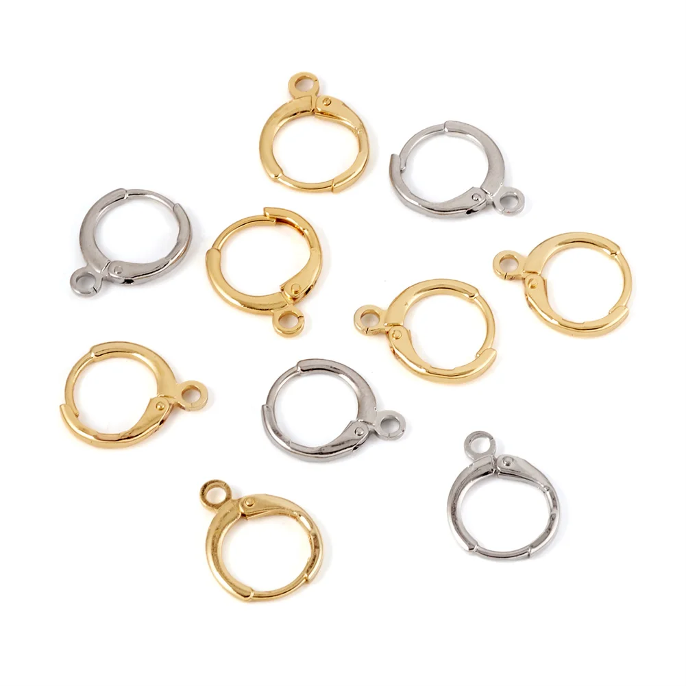 5 Pairs Brass Huggie Hoop Earring Findings Round Earrings Hoop With Horizontal Loops for DIY Jewelry Making