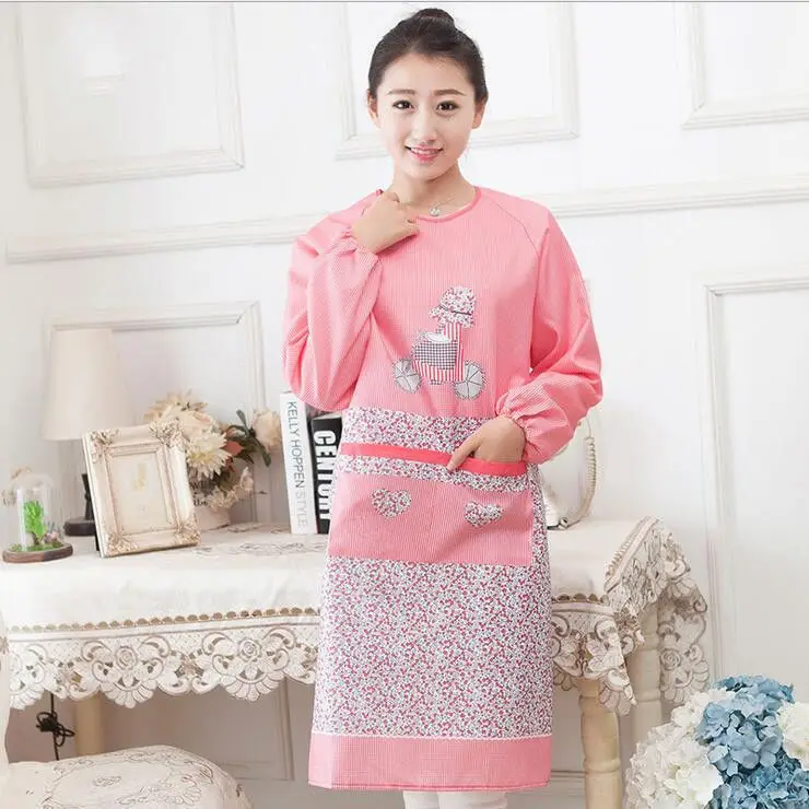 New Fashion Thickened Long-sleeved Apron Apron Lengthened Men and Women's Adult Oil-proof Protective Clothing Overalls Kitchen