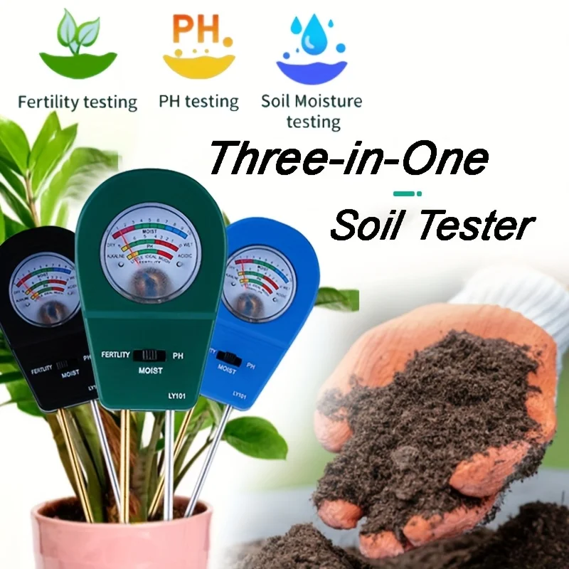 3 in 1 Soil Tester, Soil Fertility Test, Measure pH of Garden, Lawn Care, Potted, Horticultural Soil Moisture Meter Sensor