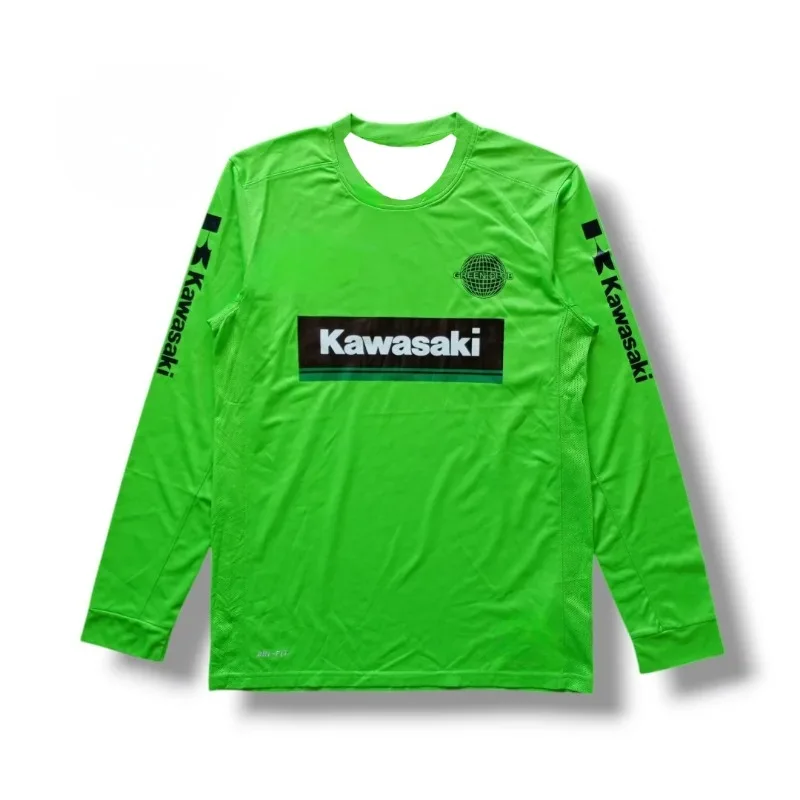 

2026 Kawasaki для занятий спортом на открытом воздухе, модная быстросохнущая дышащая мотоциклетная тонкая спортивная удобная рубашка с длинными рукавами и длинными рукавами