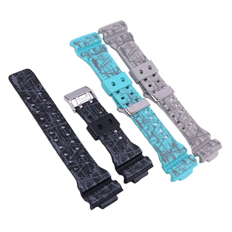 Resin watch strap 16mm for Casio GD GA110 GAX GLS-100 120 130 700 140 150 710 8900 rubber watch band camouflage wristband