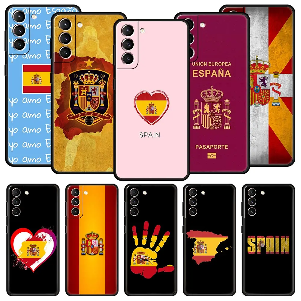 Spain flag Soft Phone Case For Samsung Galaxy S25 Edge S24 Plus S23 FE S22 S21 S20 Ultra 5G S10 Black Protect Cover