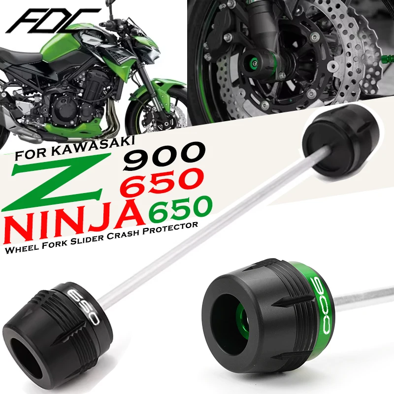 

For KAWASAKI Z900 SE RS Z650 Z 900 650 ABS 2017-2024 2025 NINJA 650 Motorcycle Front Axle Wheel Fork Slider Crash Protector