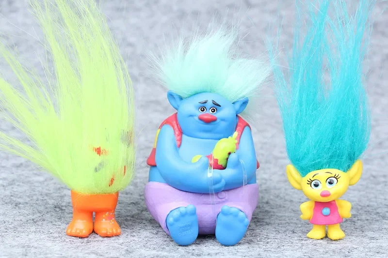 6pcs/set Trolls Action Figure Toys Magic Hair Poppy Branch  Critter Skitter Boards Elf PVC Models Dolls For Kids Christmas Gifts